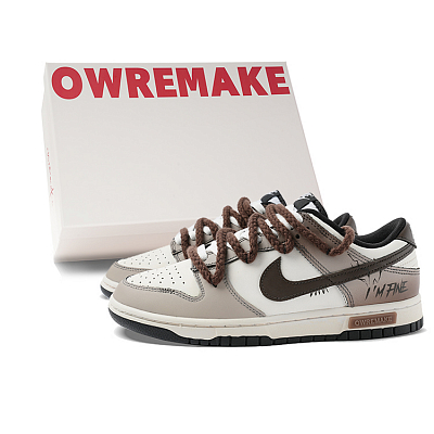 Nike Dunk Anti Slip Wear Resistant Low Top Skateboard Shoes Unisex Brown White