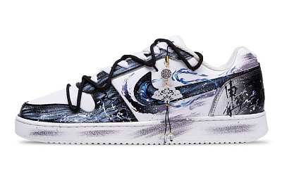 Nike EBERNON Shen Gongbao, The Spirit Of China Slip Resistant Low Top Skateboard Shoes Women's Blue White