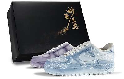 Nike Air Force 1 Dreamy Floral Elegance Anti Slip Wear Resistant Low Top Skateboard Shoes Unisex Purple Blue