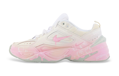 Nike M2K Tekno Peach Bubbles Anti Slip Wear Resistant Low Top Chunky Sneakers Women's White Pink