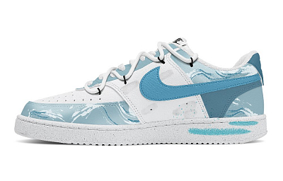 Nike Court Vision 1 Anti Slip Wear Resistant Low Top Skateboard Shoes Men's White Blue