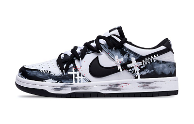 Nike Dunk Low Top Skateboard Shoes Unisex Black White Gray