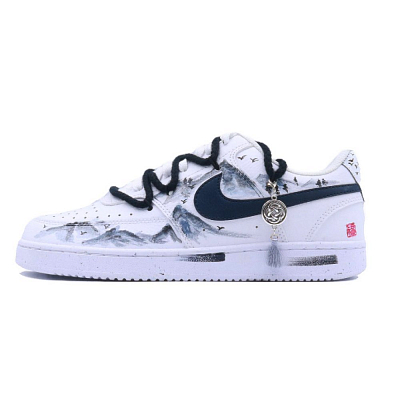 Nike Court Vision 1 Anti-Slip Wear-Resistant Low-Top Skateboard Shoes Unisex White Black
