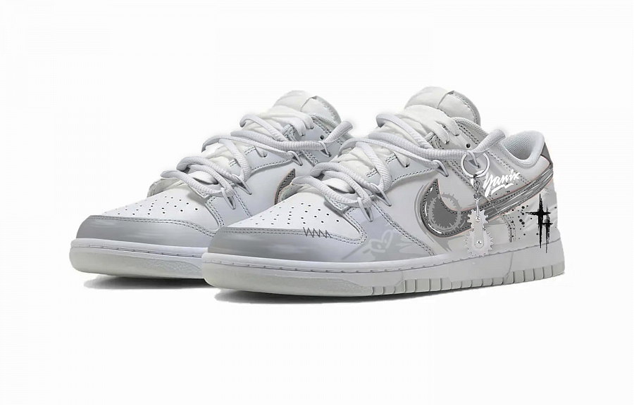 Nike Dunk Mechanical Armor Abrasion Resistant Low Top Skateboard Shoes Unisex Gray White купить в интернет-магазине Yoocart с быстрой доставкой по России.