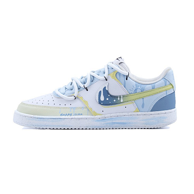 Nike Court Vision 1 Quench Summer Light Wave Lightweight And Breathable Low Top Skateboard Shoes Unisex Blue Yellow