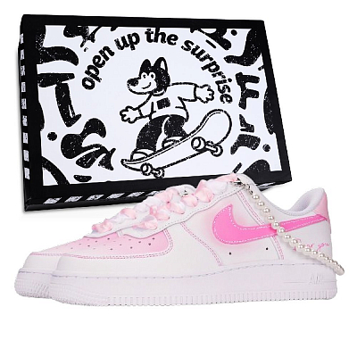 Nike Air Force 1 Anti Slip Wear Resistant Low Top Skateboard Shoes Unisex Pink
