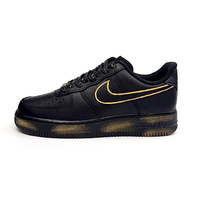 Nike Air Force 1 Anti-Slip Wear-Resistant Low-Top Skateboard Shoes Unisex Black Gold