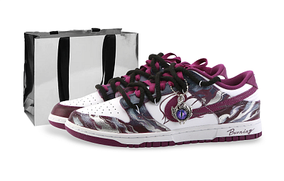 Nike Dunk Eye Of Demon Slip Resistant Shock Absorbers Low Top Skateboard Shoes Unisex Silver Purple