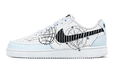 Nike Court Vision 1 Low Top Skateboard Shoes Men's Light Blue