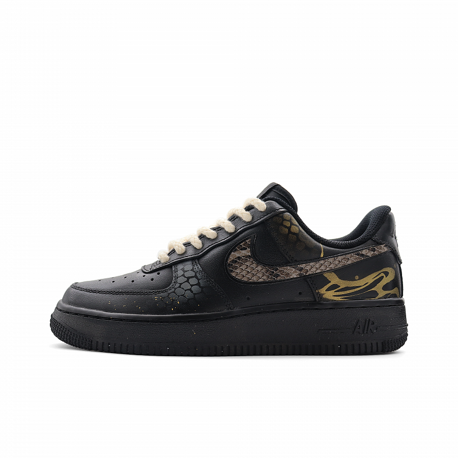Nike Air Force 1 Abrasion-Resistant Slip-Resistant Low-Top Skateboard Shoes Unisex Black Gold купить в интернет-магазине Yoocart с быстрой доставкой по России.