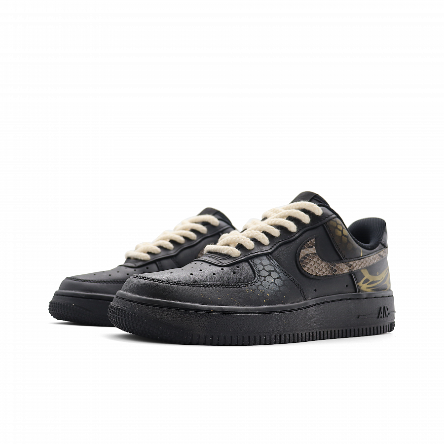 Nike Air Force 1 Abrasion-Resistant Slip-Resistant Low-Top Skateboard Shoes Unisex Black Gold купить в интернет-магазине Yoocart с быстрой доставкой по России.
