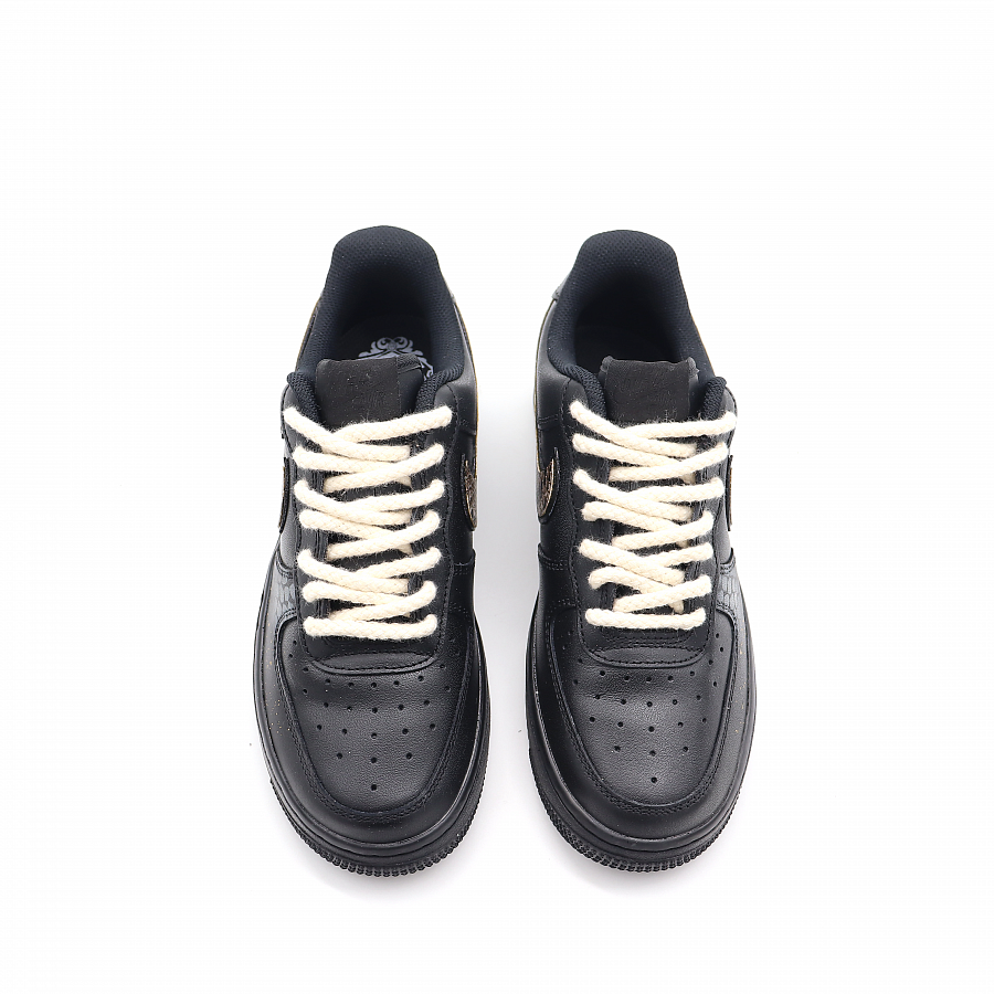 Nike Air Force 1 Abrasion-Resistant Slip-Resistant Low-Top Skateboard Shoes Unisex Black Gold купить в интернет-магазине Yoocart с быстрой доставкой по России.