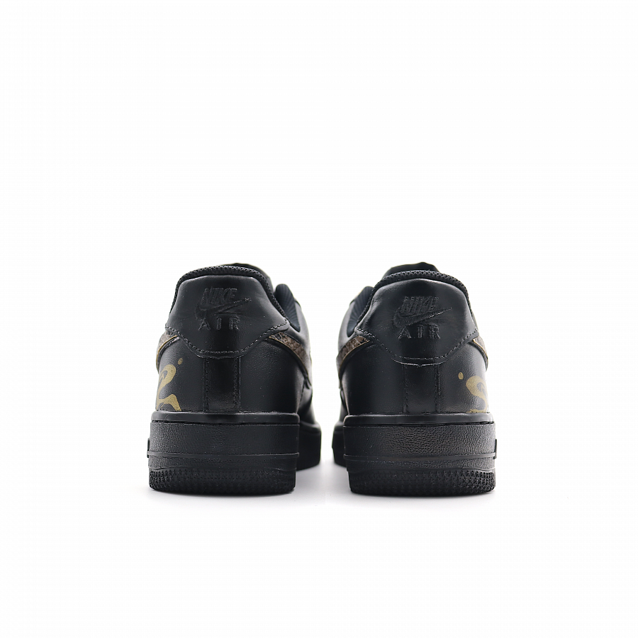Nike Air Force 1 Abrasion-Resistant Slip-Resistant Low-Top Skateboard Shoes Unisex Black Gold купить в интернет-магазине Yoocart с быстрой доставкой по России.