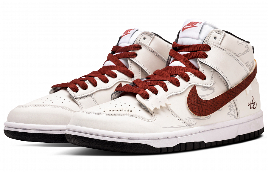 Nike Dunk Anti Slip Wear Resistant High Top Skateboard Shoes Women's White Red купить в интернет-магазине Yoocart с быстрой доставкой по России.