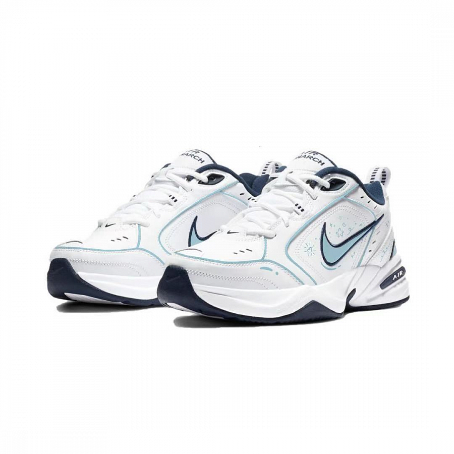 Nike Air Monarch 4 Spring Letter Innovative Manufacturing Slip Resistant Low Top Chunky Sneakers Unisex White Blue купить в интернет-магазине Yoocart с быстрой доставкой по России.