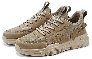 Jeep Cushioning Abrasion Resistant Lightweight Low Top Skateboard Shoes Men's Khaki 1 3760791
