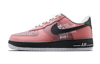 Nike Air Force 1 Anti Slip Wear Resistant Low Top Skateboard Shoes Men's Black Pink
