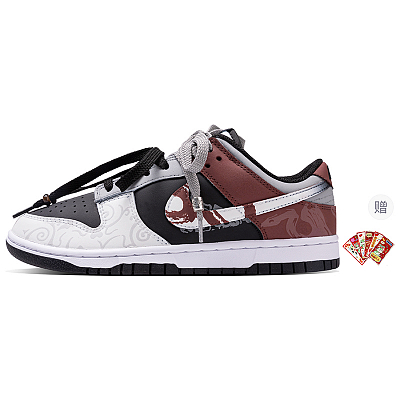 Nike Dunk Serpent Dance In Auspicious Anti-Slip Wear-Resistant Low-Top Skateboard Shoes Unisex White Black Red