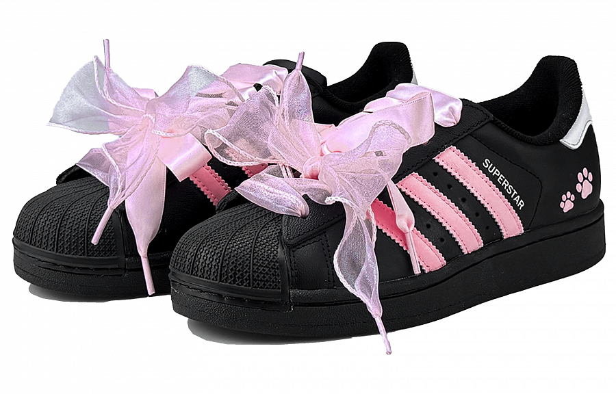Adidas Originals SUPERSTAR Abrasion Resistant Height Increasing Low top Skateboard Shoes Women's Black Pink купить в интернет-магазине Yoocart с быстрой доставкой по России.