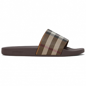 Burberry Check Print Slides Dark Birch Brown 1 3801342