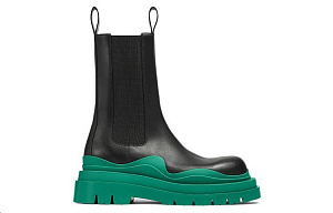 Bottega Veneta Leather Tire Chunky Sole Chelsea Boot Black Acid Turquoise 1 3808173