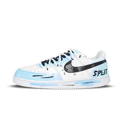 Nike Court Vision 1 Low Top Skateboard Shoes Men's Black White Blue