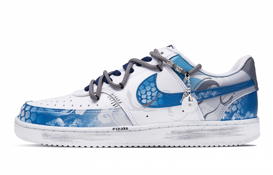 Nike Court Vision 1 Anti-Slip Wear-Resistant Low-Top Skateboard Shoes Unisex Blue White Gray купить в интернет-магазине Yoocart с быстрой доставкой по России.