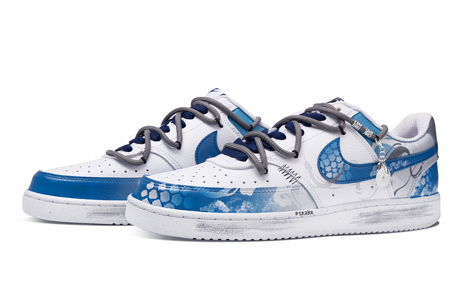 Nike Court Vision 1 Anti-Slip Wear-Resistant Low-Top Skateboard Shoes Unisex Blue White Gray купить в интернет-магазине Yoocart с быстрой доставкой по России.