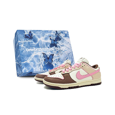 Nike Dunk Wear-Resistant Low-Top Skateboard Shoes Women's Brown Pink