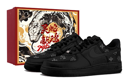Nike Air Force 1 Anti Slip Wear Resistant Low Top Skateboard Shoes Unisex Black Gray