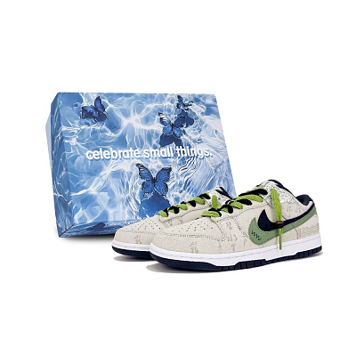 Nike Dunk Wear-Resistant Low-Top Skateboard Shoes Unisex Beige Green