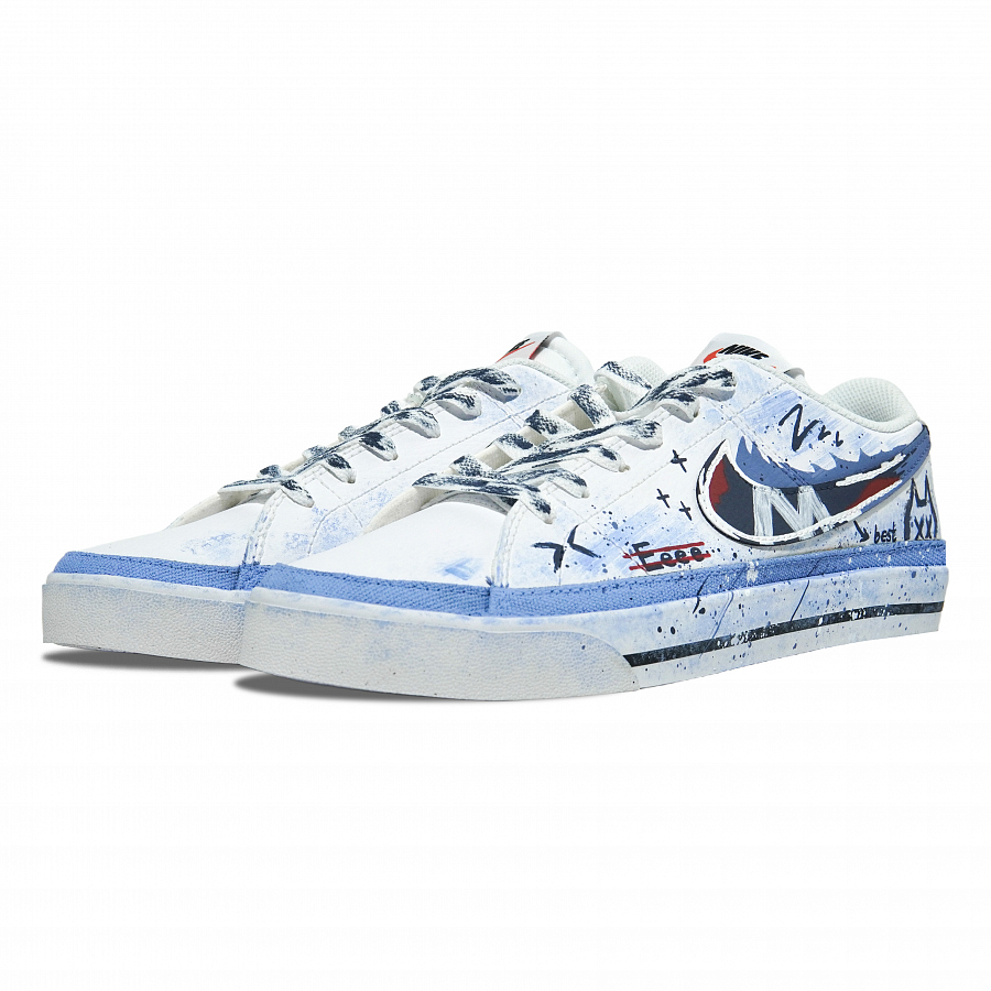 Nike Court Legacy Anti-Slip And Wear-Resistant Lightweight Low-Top Skateboard Shoes Men's Blue White купить в интернет-магазине Yoocart с быстрой доставкой по России.