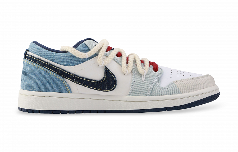 Jordan Air Jordan 1 Western Denim Abrasion Resistant Low Top Vintage Basketball Shoes Men's White Blue купить в интернет-магазине Yoocart с быстрой доставкой по России.