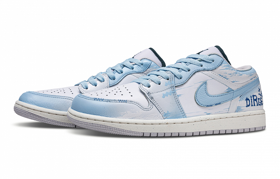 Jordan Air Jordan 1 Low Top Vintage Basketball Shoes Men's Blue White купить в интернет-магазине Yoocart с быстрой доставкой по России.
