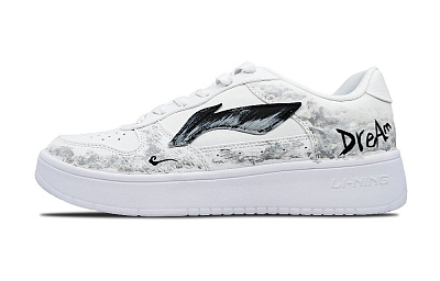 LiNing Pontoon Boats Anti-Slip Wear-Resistant Low-Top Skateboard Shoes Men's Gray White