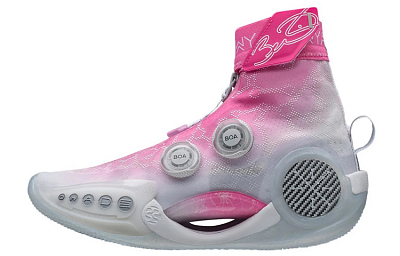 LINING WOW 9 Basketball Shoes Women's High top Pink/White