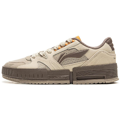 LiNing Li Cheng Slip Resistant Cushioning Abrasion Resistant Low Top Skateboard Shoes Men's Oat Gray