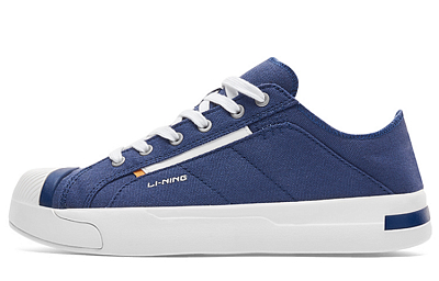 LiNing Wear-Resistant Breathable Slip-Resistant Low-Top Canvas Shoes Men's Blue White