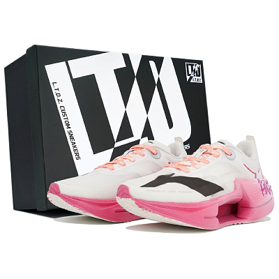LiNing Shadow 3 ESSENTIAL Cushioning, Wear Resistant Low Top Casual Running Shoes Men's White Pink