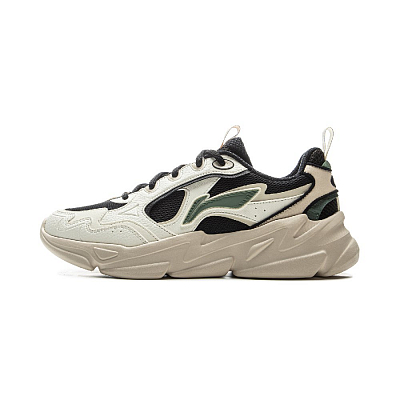 LiNing Clouds Cushioning Anti-Slip And Wear-Resistant Support Low-Top Chunky Sneakers Men's White Black