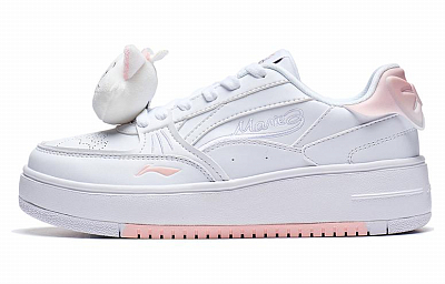 Disney x LiNing Platform Height Increase Abrasion Resistant Breathable Low top Skateboard Shoes Women's White