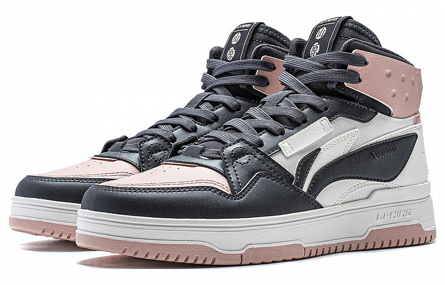 LiNing Yamahara 2.0 Anti Slip Wear Resistant High Top Skateboard Shoes Women's Dark Blue White Pink купить в интернет-магазине Yoocart с быстрой доставкой по России.