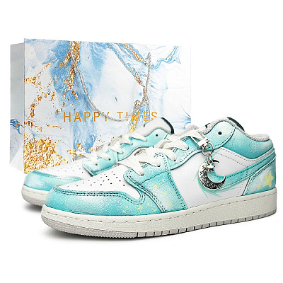 Jordan Air Jordan 1 Abrasion Resistant Low Top Vintage Basketball Shoes Unisex Mint Green