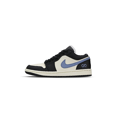 Jordan Air Jordan 1 Abrasion Resistant Low Top Vintage Basketball Shoes Women's Beige Black Blue