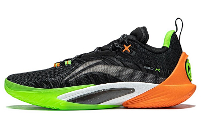 LINING Speed 10 Basketball Shoes Men's Low top Black Green Orange