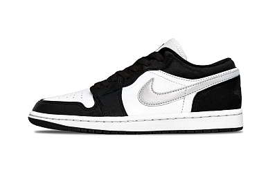 Jordan Air Jordan 1 Moonlight Silver Lurex Abrasion Resistant Low Top Vintage Basketball Shoes Unisex Black Silver