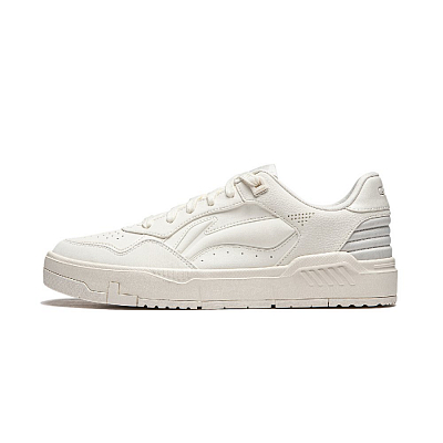 LiNing Common 80s Slip Resistant Abrasion Resistant Low top Skateboard Shoes Men's Ivory