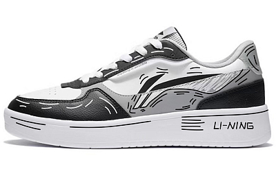 LiNing Low-Top Skateboard Shoes Men's Black White Gray