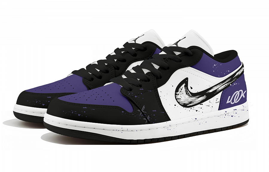 Jordan Air Jordan 1 Abrasion Resistant Low Top Vintage Basketball Shoes Unisex Black Purple купить в интернет-магазине Yoocart с быстрой доставкой по России.