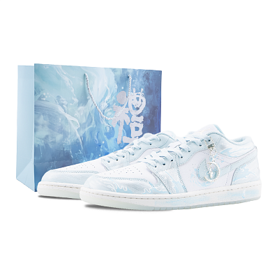 Jordan Air Jordan 1 Twilight Glow Buckle Abrasion Resistant Low Top Vintage Basketball Shoes Unisex White Blue